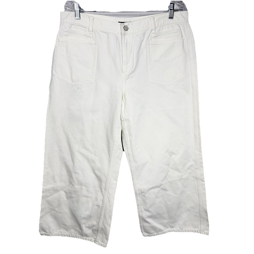 Lauren Ralph Lauren Patch Pocket Colette Sailor Jeans White Cropped Wide Leg 16